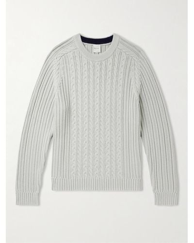 Paul Smith Cable-knit Cotton And Cashmere-blend Jumper - White