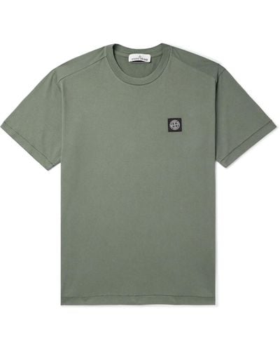 Stone Island Logo-appliquéd Cotton-jersey T-shirt - Green