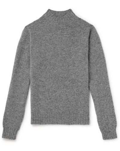 Drake's Brushed Shetland Wool Mock-neck Sweater - Gray