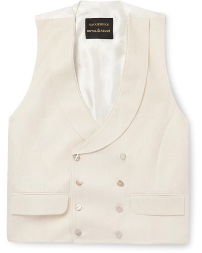 Favourbrook Radwick Double-breasted Herringbone Linen And Silk-blend Waistcoat - Natural