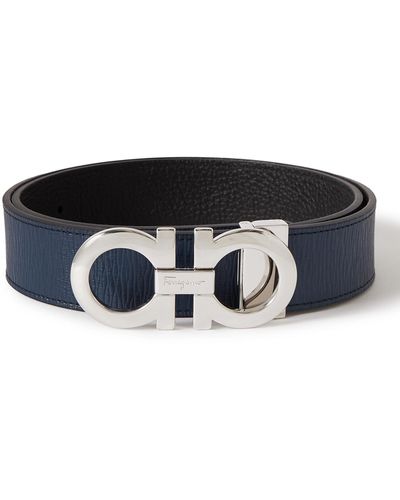 Ferragamo 3.5cm Reversible Full-grain Leather Belt - Blue