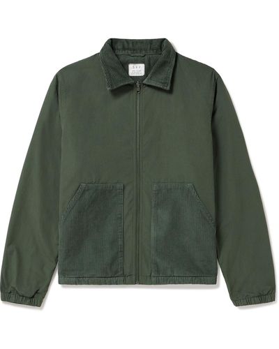 Save Khaki Reversible Garment-dyed Cotton-canvas And Corduroy Jacket - Green