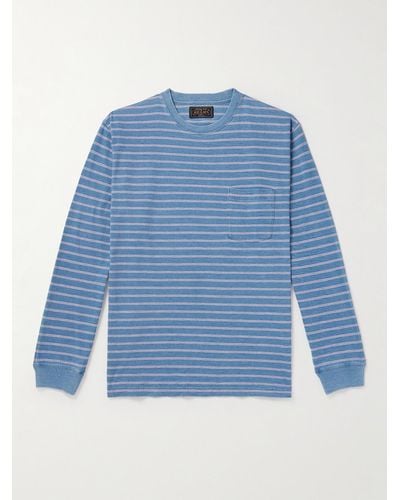 Beams Plus Indigo Striped Cotton-jersey T-shirt - Blue