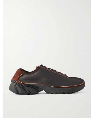 Our Legacy Klove Leather And Suede-trimmed Canvas Trainers - Brown