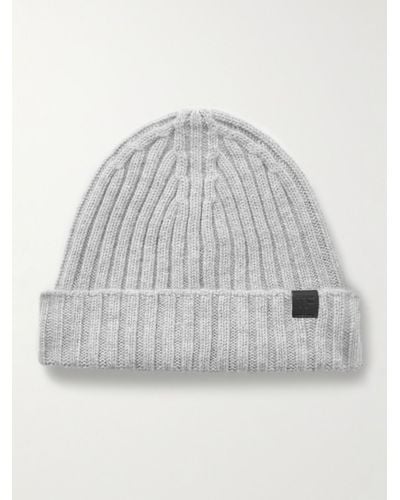 Tom Ford Ribbed Cashmere Beanie - Grey
