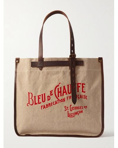 Bleu De Chauffe Bazar Logo-print Leather-trimmed Cotton-canvas Tote Bag - Pink