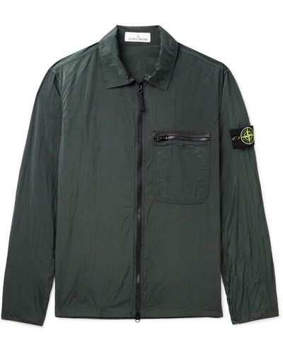 Stone Island Logo-appliquéd Garment-dyed Crinkle Reps Econyl® Nylon Overshirt - Green