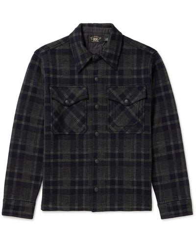 RRL Checked Wool-jacquard Overshirt - Black
