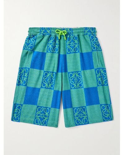 Loewe Paula's Ibiza Shorts aus Frottee aus einer Baumwollmischung mit Jacquard-Muster und Kordelzugbund - Blau
