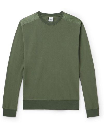 Aspesi Shell-trimmed Honeycomb-knit Cotton Sweater - Green