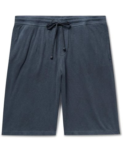James Perse Mélange Loopback Cotton-jersey Drawstring Shorts - Blue