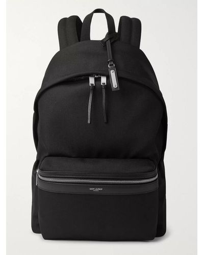 Saint Laurent Rucksack aus Canvas mit Lederbesatz - Schwarz