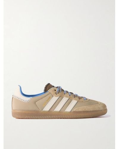 adidas Originals Wales Bonner Samba Suede And Leather-trimmed Shell Trainers - Natural