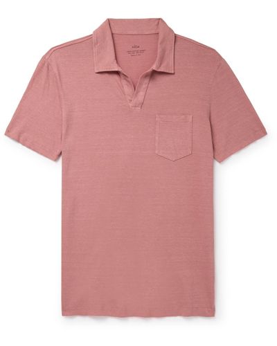 Altea Dennis Cotton And Linen-blend Polo Shirt - Pink
