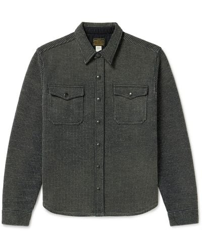 RRL Ernest Striped Brushed Cotton-blend Shirt - Gray