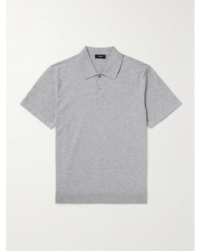 Theory Goris Knitted Polo Shirt - Grey