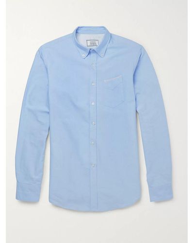 Officine Generale Slim-fit Cotton Oxford Shirt - Blue