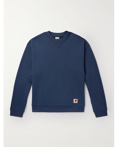 Sky High Farm Logo-appliquéd Organic Cotton-jersey Sweatshirt - Blue