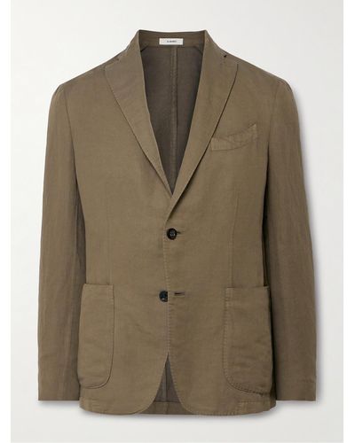 Boglioli K-jacket Unstructured Cotton And Linen-blend Blazer - Green