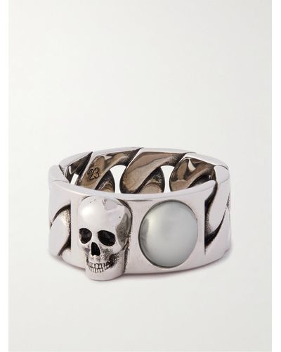 Alexander McQueen Ring "Perla Skull" - Mettallic