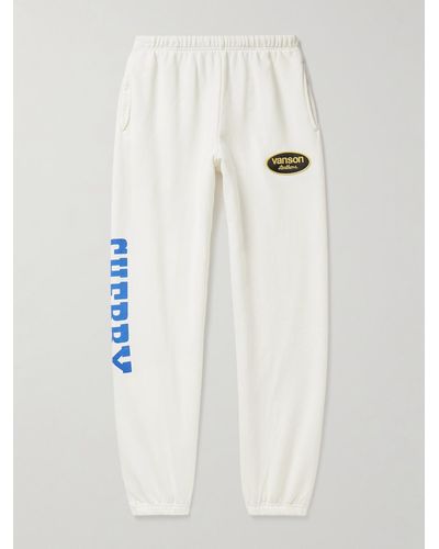 CHERRY LA Pantaloni sportivi a gamba affusolata in jersey di cotone con logo e applicazione Vanson - Bianco