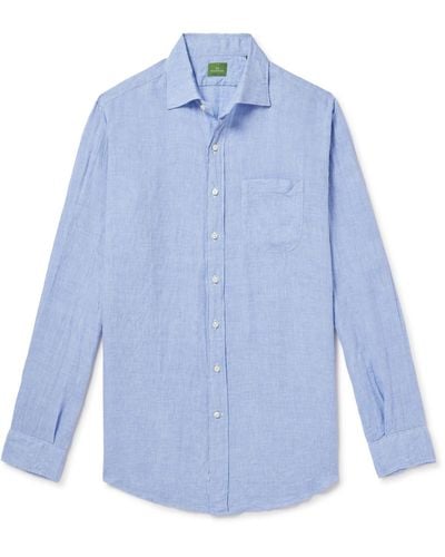 Sid Mashburn Slim-fit Spread-collar Linen Shirt - Blue