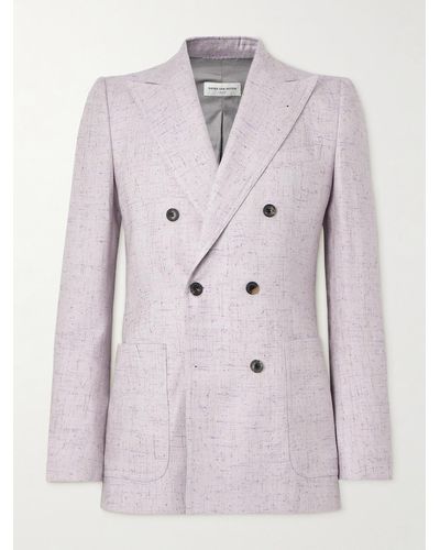 Dries Van Noten Bruce Slim-fit Double-breasted Tweed Suit Jacket - Pink