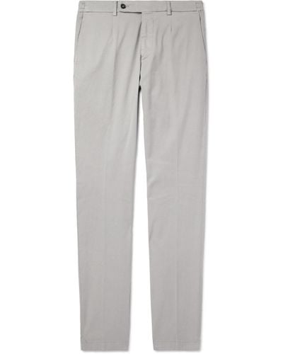 Thom Sweeney Straight-leg Stretch-lyocell And Cotton-blend Twill Chinos - Gray