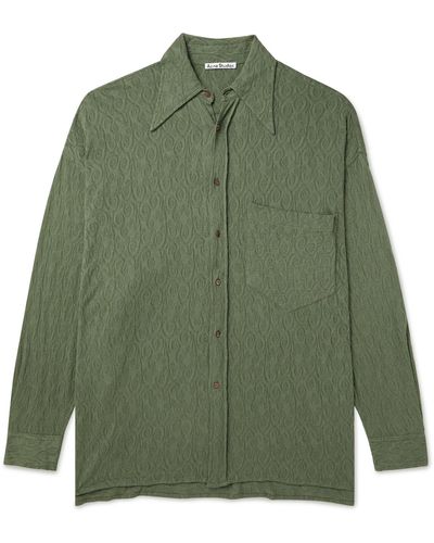 Acne Studios Oversized Cotton And Modal-blend Lace Shirt - Green