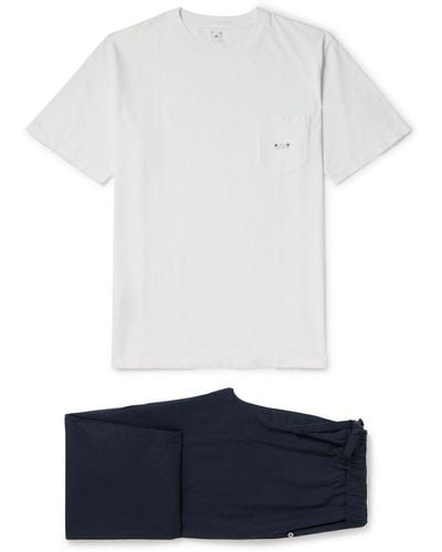 Desmond & Dempsey Logo-print Cotton-jersey Pajama Set - White