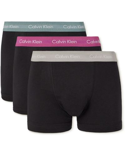 Calvin Klein Three-pack Stretch-cotton Boxer Briefs - Blue
