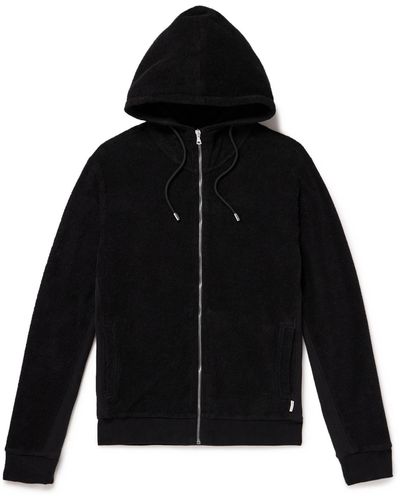 Orlebar Brown Mathers Paneled Organic Cotton-terry And Jersey Zip-up Hoodie - Black