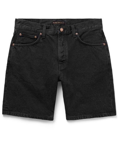 Nudie Jeans Seth Straight-leg Denim Shorts - Black