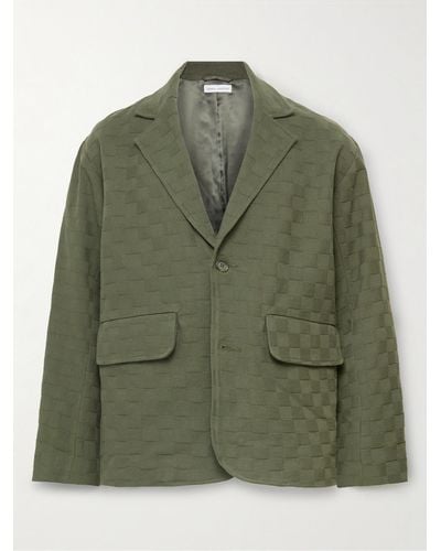 General Admission Checked Cotton-twill Jacquard Suit Jacket - Green