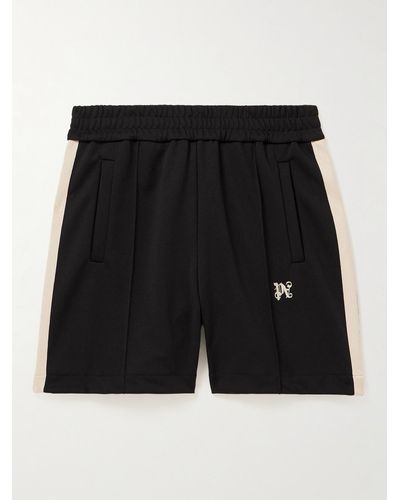 Palm Angels Wide-leg Logo-embroidered Striped Jersey Shorts - Black