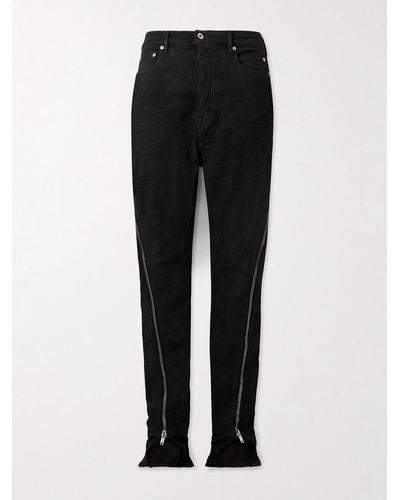 Rick Owens DRKSHDW Bolan Banana Slim-fit Straight-leg Zip-detailed Waxed Jeans - Black