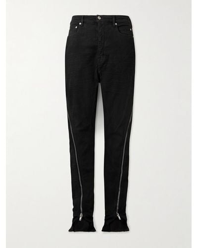 Rick Owens Jeans slim-fit a gamba dritta in denim cerato con zip Bolan Banana - Nero