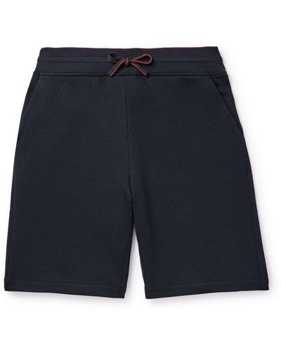 Loro Piana Straight-leg Cotton And Linen-blend Jersey Drawstring Shorts - Blue