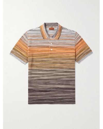 Missoni Space-dyed Cotton-piqué Polo-shirt - Grey
