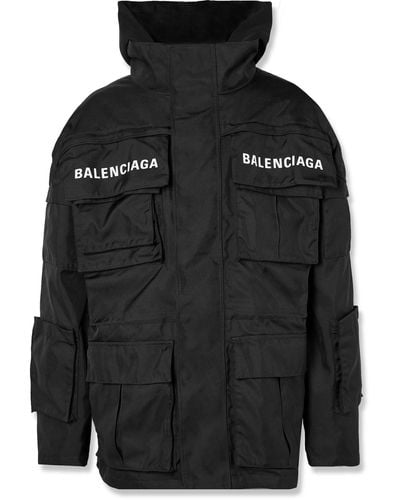 Balenciaga Logo-print Oversized Technical Parka - Black