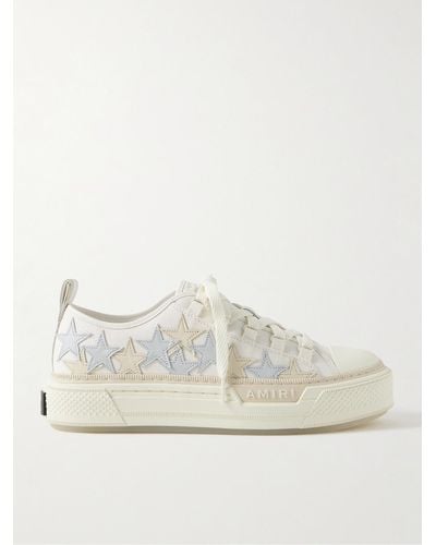Amiri Stars Court Leather And Rubber-trimmed Appliquéd Canvas Sneakers - Natural