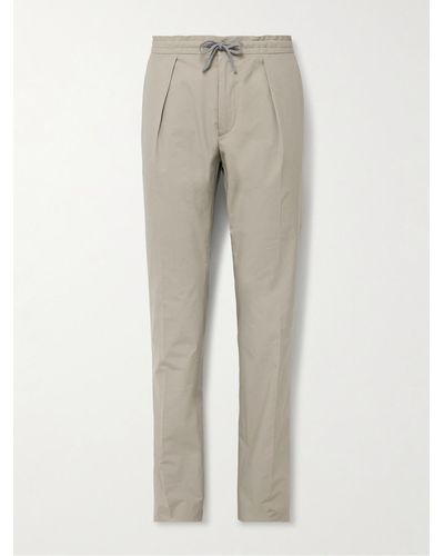Incotex Venezia 1951 Slim-fit Pleated Cotton-blend Poplin Trousers - Natural