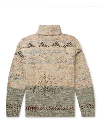 Acne Studios Kimothy Distressed Jacquard-knit Rollneck Sweater - Gray