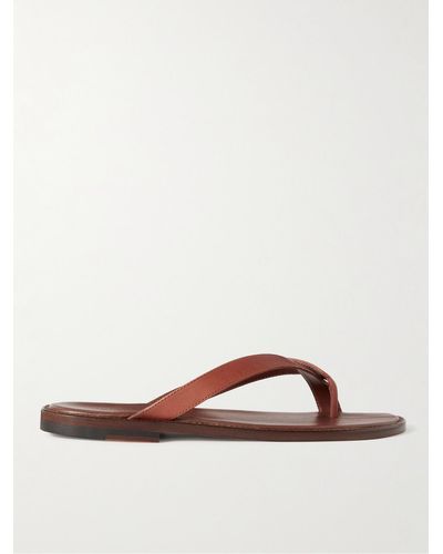 Manolo Blahnik Siracusa Leather Flip Flops - Brown