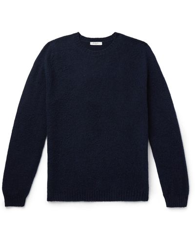 Boglioli Brushed Wool And Cashmere-blend Sweater - Blue