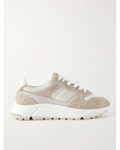 Axel Arigato Rush Leather-trimmed Suede And Mesh Trainers - Natural