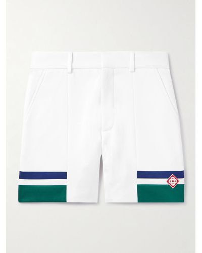 Casablanca Shorts a gamba dritta in maglia con righe e logo applicato - Bianco