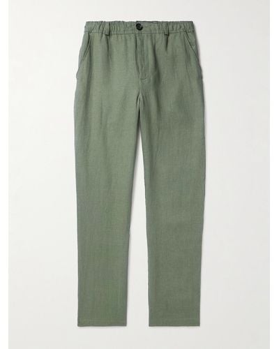 Oliver Spencer Tapered Linen Drawstring Trousers - Green