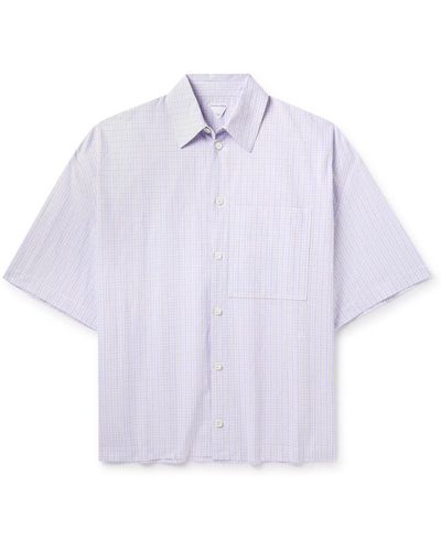 Bottega Veneta Checked Cotton And Linen-blend Shirt - Purple