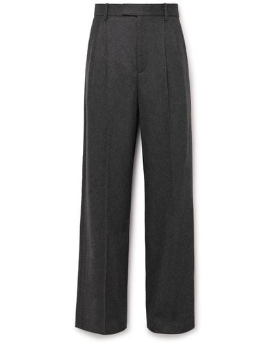 Nili Lotan Emmett Straight-leg Pleated Virgin Wool-blend Pants - Gray